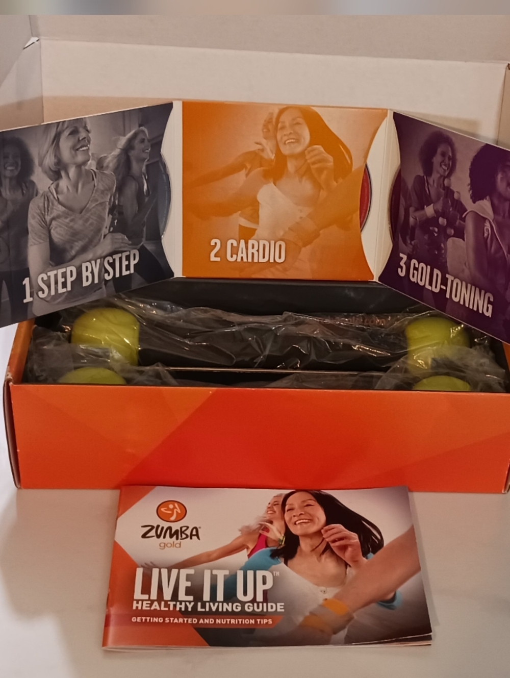 Zumba Gold Live It Up DVD & Toning Sticks Set - Orange, Yellow